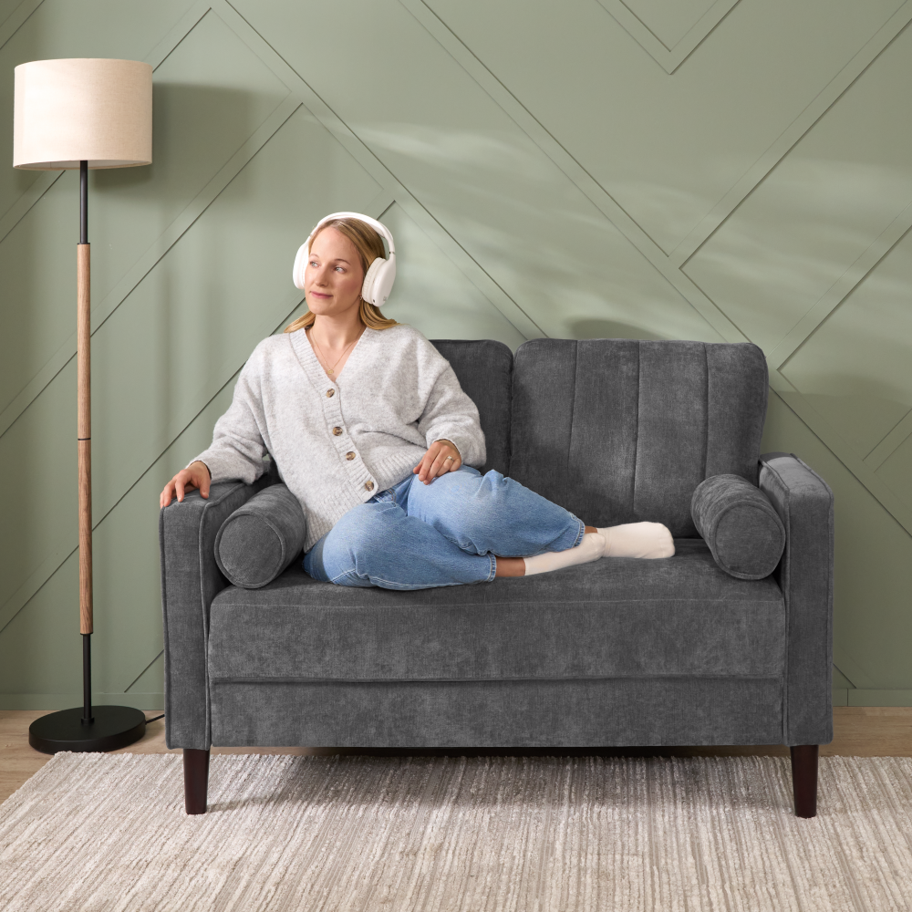 Shop Bush Home Max 54W Loveseat and Storage Ottoman, Image 03, MAX004IGC, #color_iron gray chenille fabric