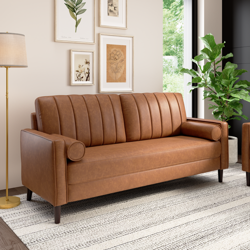 Shop Bush Home Max 77W Sofa, Image 02, MXJ177BCL-03, #color_buffed camel leather