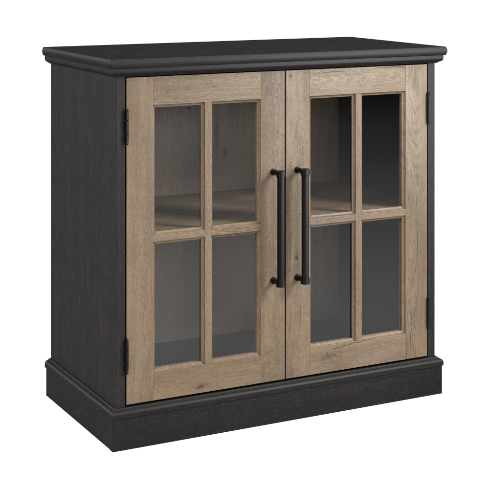 Shop Bush Furniture Westbrook 32W Storage Cabinet with Glass Doors, Image 01, WBV132V2R-03, #color_vintage black/restored tan hickory