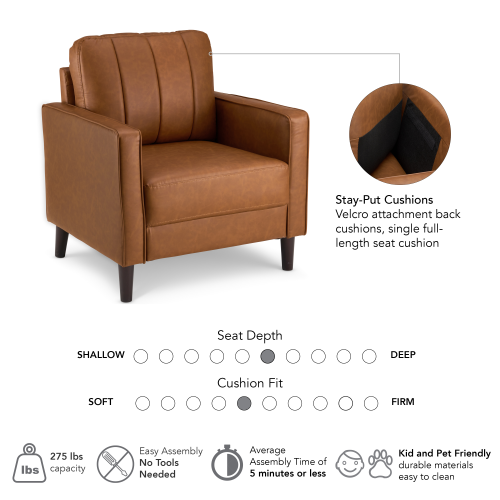 Shop Bush Home Max 32W Accent Chair, Image 06, MXK132BCL-03, #color_buffed camel leather