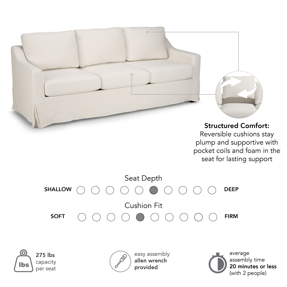 Shop Bush Home Harper 80W Sofa with Slipcover, Image 06, HAR010IYB, #color_ivory basketweave fabric