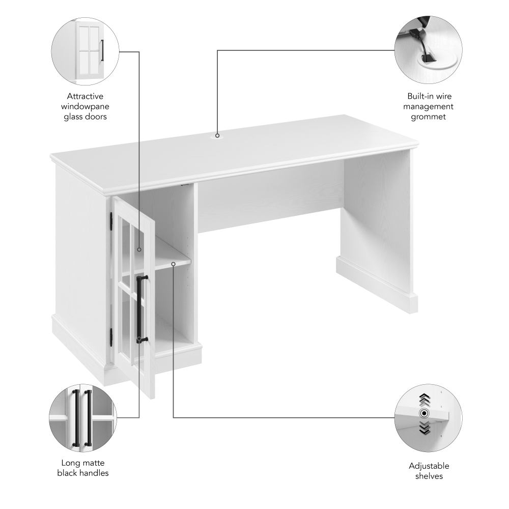 Shop Bush Furniture Westbrook 60W Computer Desk with Storage Cabinet, Image 09, WBD260WAS-03, #color_white ash