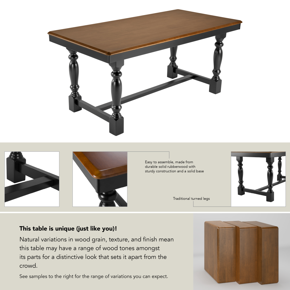 Shop Bush Furniture Sterling 67W Squire Trestle Dining Table, Image 06, SLT01BMB-03K, #color_burnished medium brown/black paint
