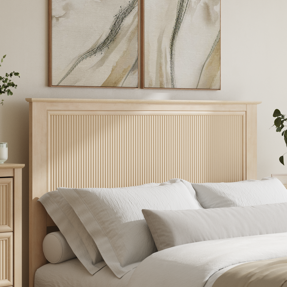 Shop Bush Home Camille 65W Fluted Full/Queen Headboard, Image 02, CMQ165NB-03, #color_natural birch