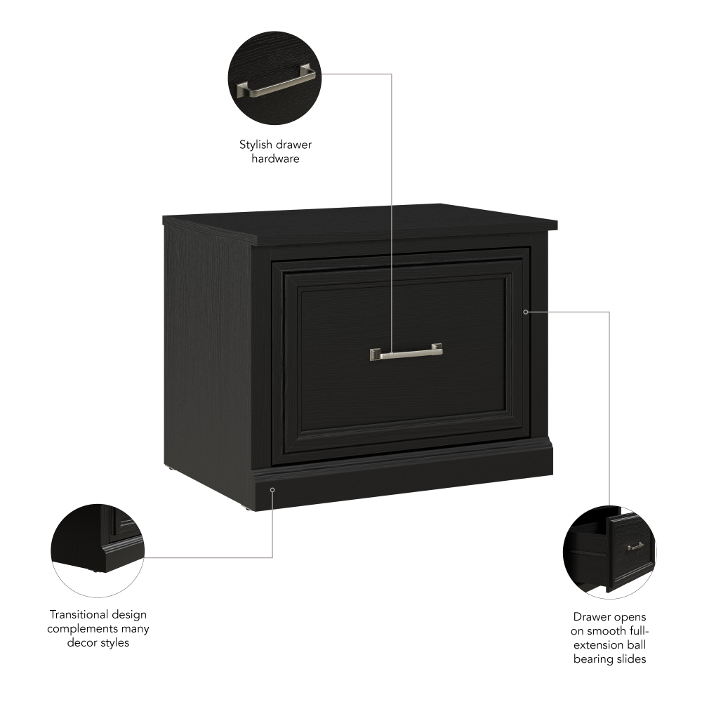Shop Bush Furniture Woodland 24W Small Shoe Bench with Drawer, Image 08, WDS124BS-03, #color_black suede oak