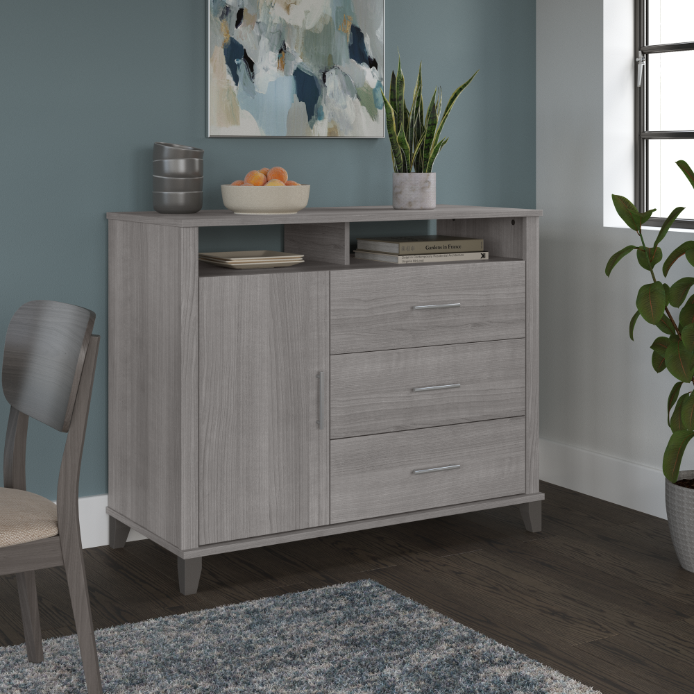 Shop Bush Furniture Somerset Tall Sideboard Buffet Cabinet, Image 02, STV148PGK-Z1, #color_platinum gray