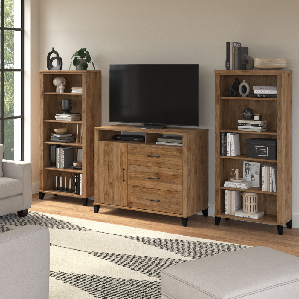 Shop Bush Furniture Somerset Entertainment Center, Image 02, SET039FW, #color_fresh walnut