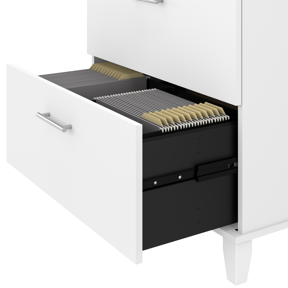 Shop Bush Furniture Somerset 72W L Shaped Desk with Hutch, Lateral File Cabinet and Bookcase, Image 05, SET012WH, #color_white