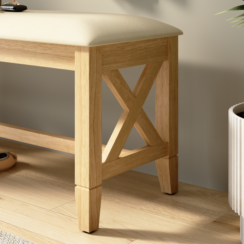 Shop Bush Home Key West 44W Upholstered Entryway Bench, Image 04, KWCH03BO-Z, #color_blonde oak/bright beige