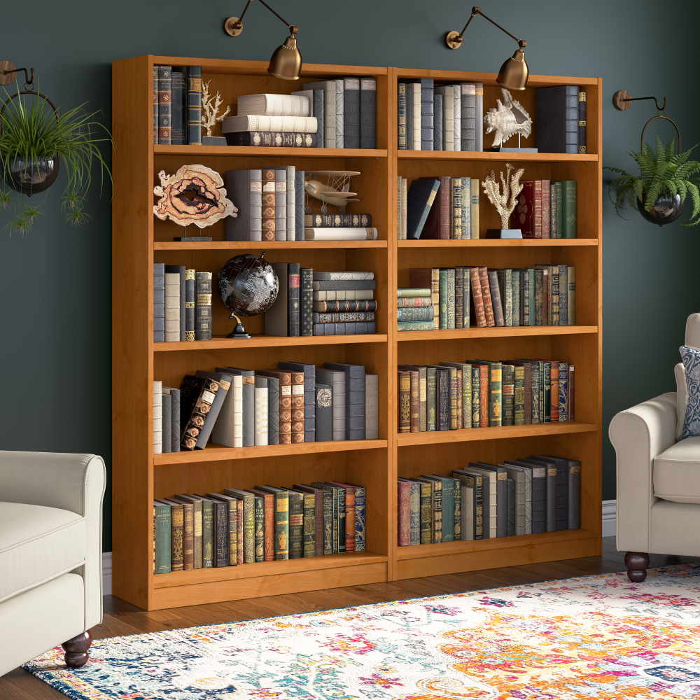 Shop Bush Furniture Universal Tall 5 Shelf Bookcase, Image 03, WL12467, #color_natural cherry