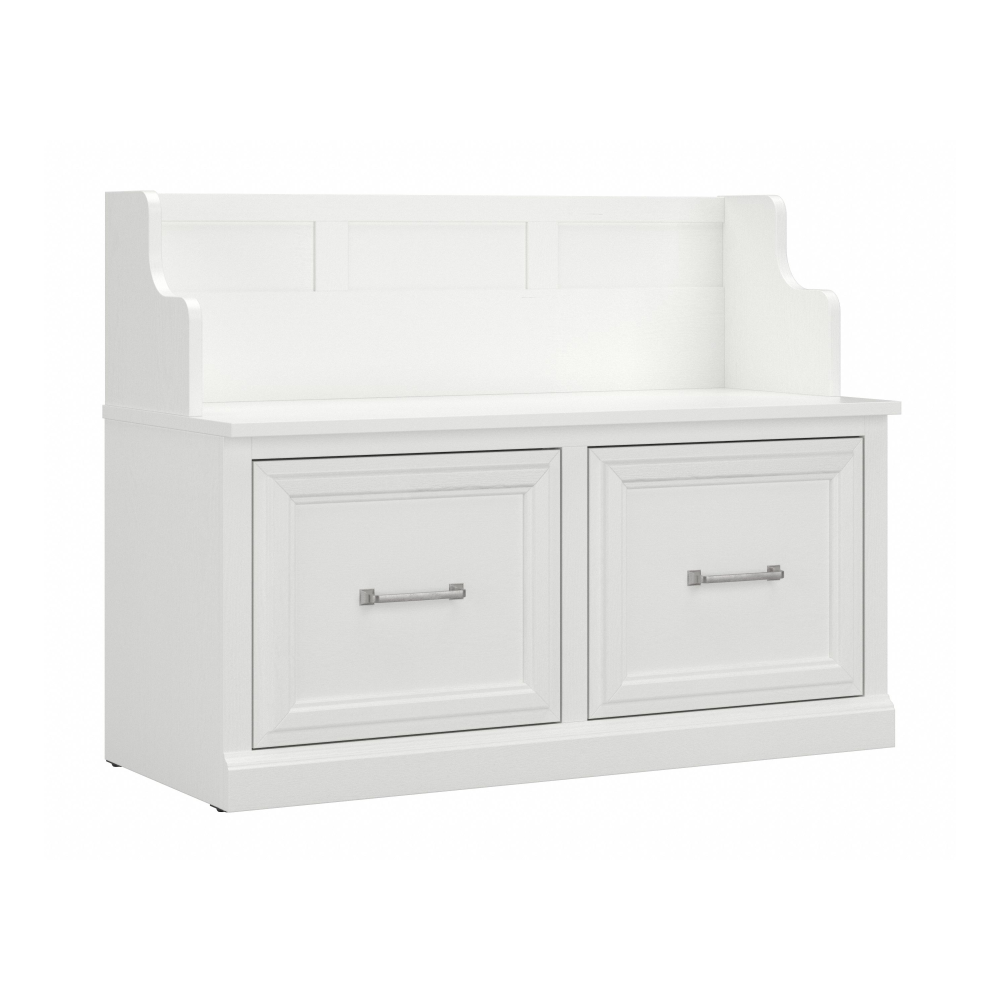 Shop Bush Furniture Woodland 40W Entryway Bench with Doors, Image 01, WDL005WAS, #color_white ash