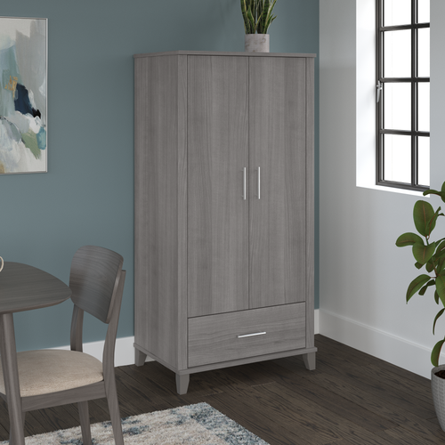 Shop Bush Furniture Somerset Tall Kitchen Pantry Cabinet with Doors and Drawer, Image 02, STS166PGK-Z, #color_platinum gray
