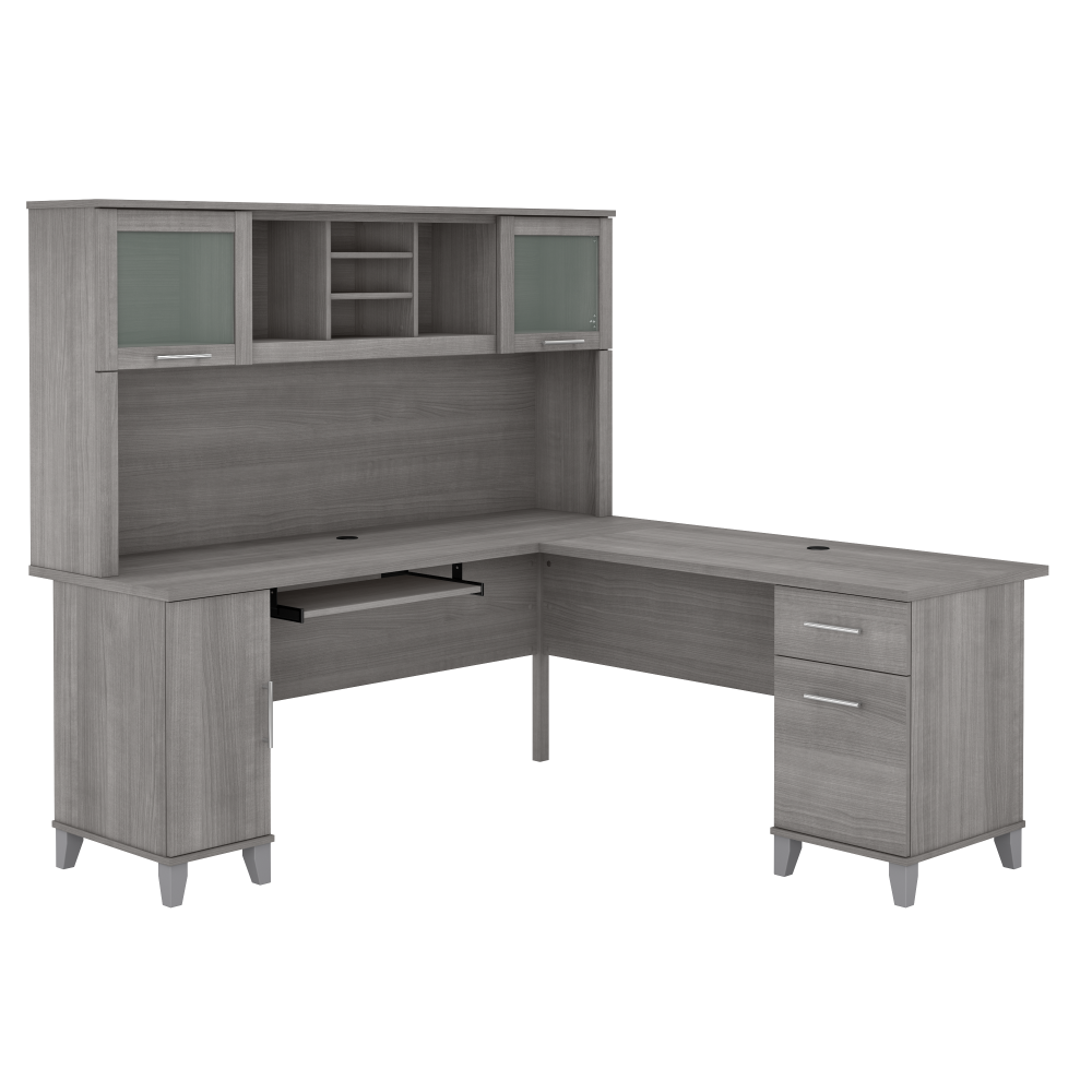 Shop Bush Furniture Somerset 72W L Shaped Desk with Hutch, Image 01, SET001PG, #color_platinum gray