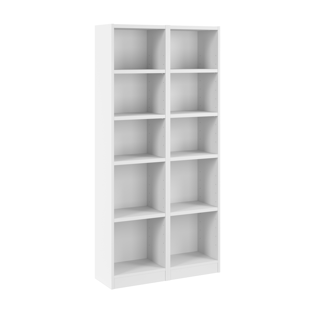 Shop Bush Furniture Universal 17W Narrow 5 Shelf Bookcase - Set of 2, Image 01, UB005WH, #color_white