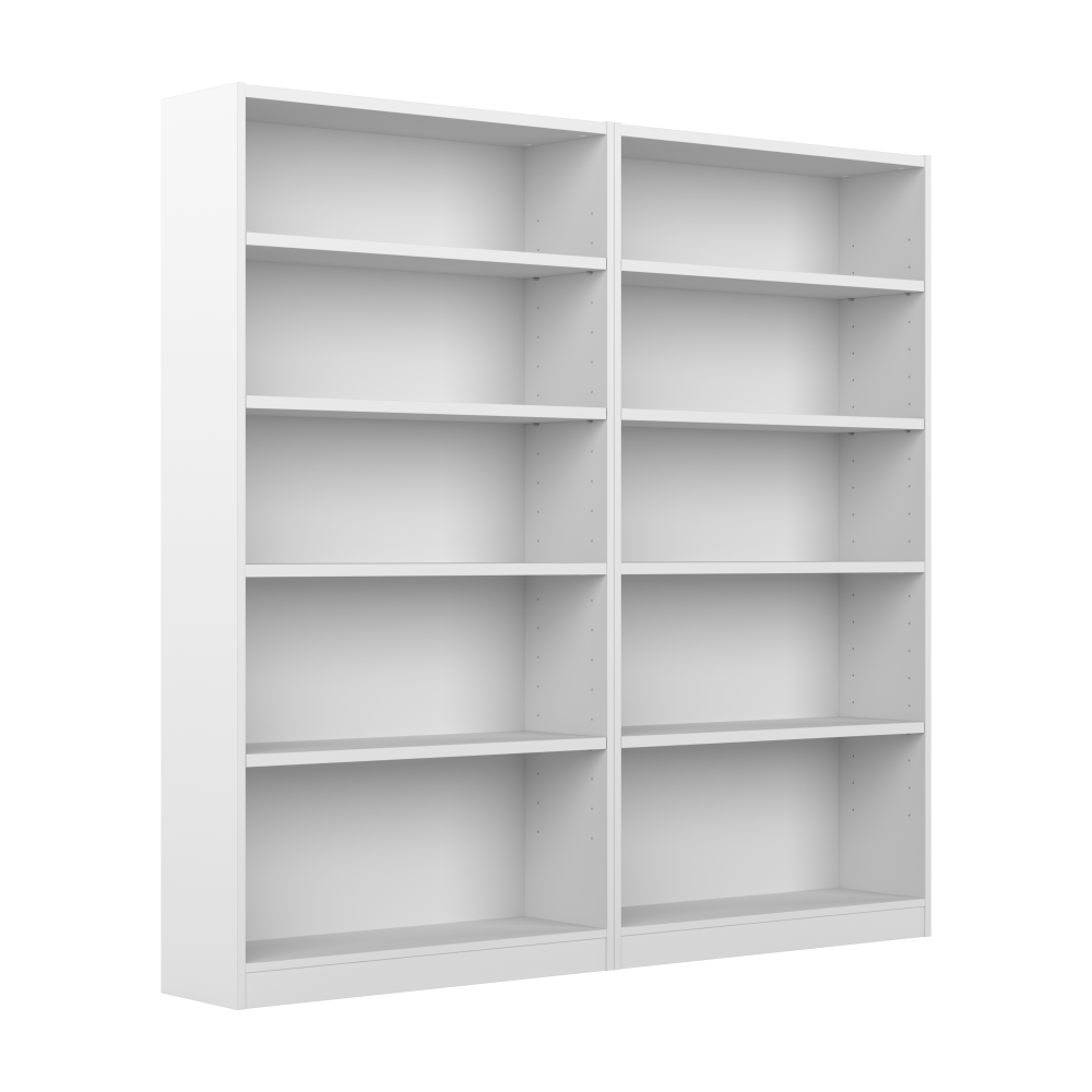 Shop Bush Furniture Universal Tall 5 Shelf Bookcase - Set of 2, Image 01, UB003PW, #color_white