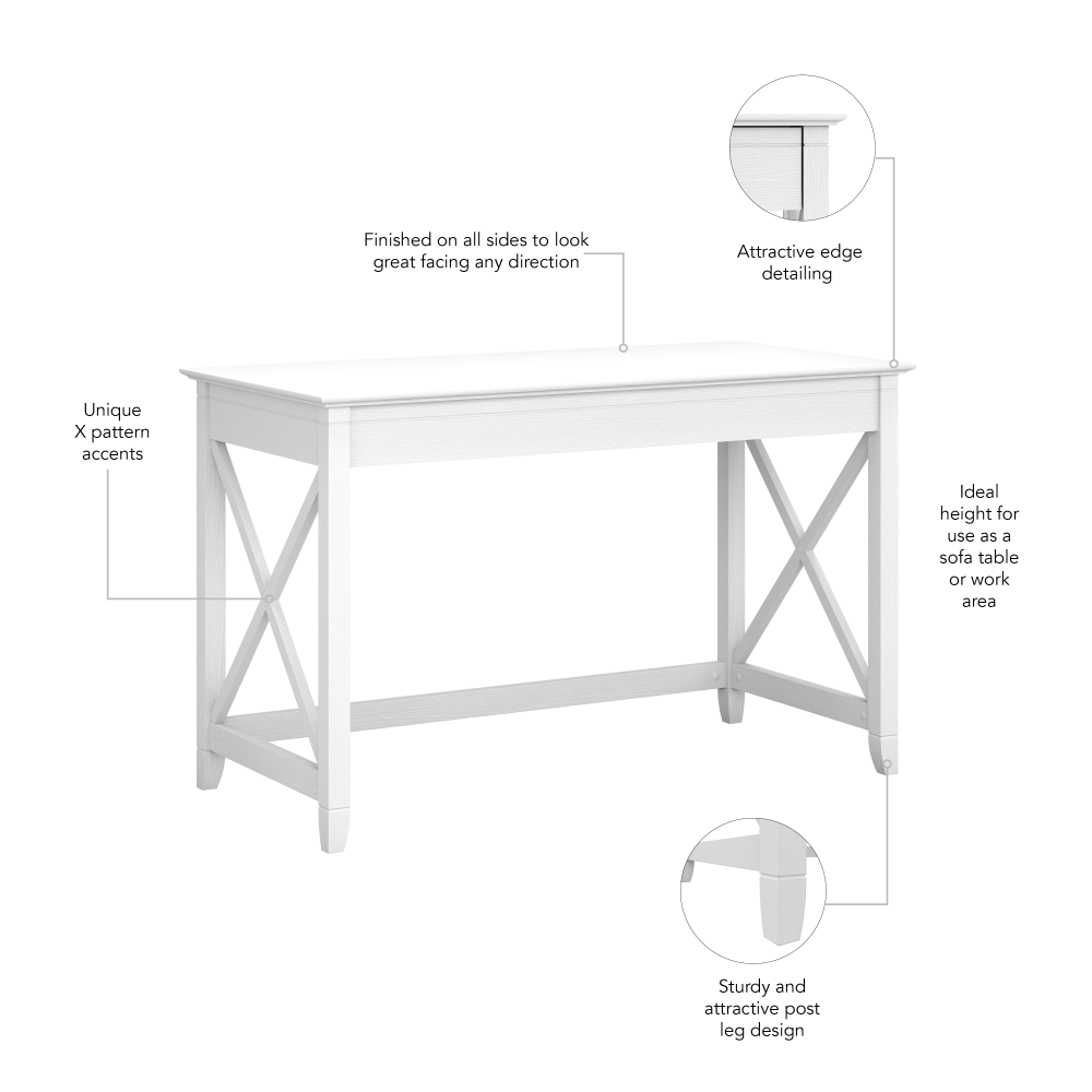 Shop Bush Furniture Key West 48W Writing Desk, Image 05, KWD148WT-03, #color_pure white oak