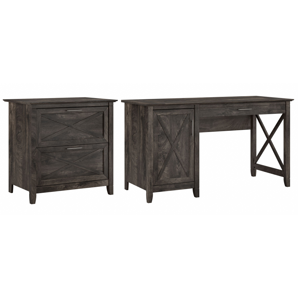 Shop Bush Furniture Key West 54W Computer Desk with Storage and 2 Drawer Lateral File Cabinet, Image 01, KWS008GH, #color_dark gray hickory