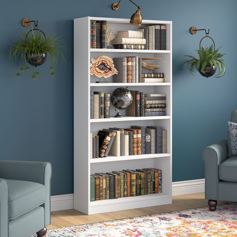 Shop Bush Furniture Universal Tall 5 Shelf Bookcase, Image 02, WL12417, #color_white