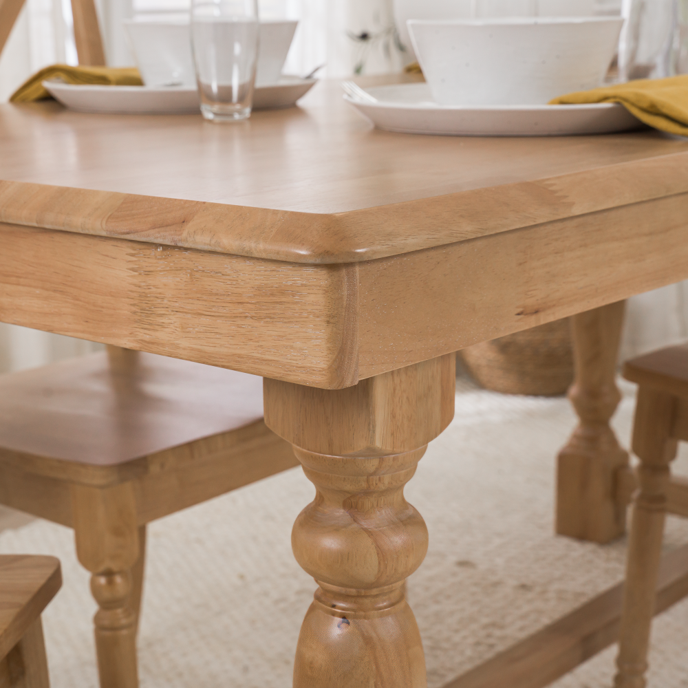 Shop Bush Furniture Sterling 67W Squire Trestle Dining Table with 6 Cross Back Dining Chairs, Image 04, STL001NHS, #color_natural honey brown