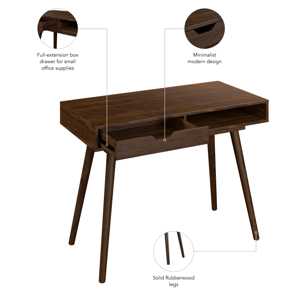 Shop Bush Furniture Nora 40W Writing Desk, Image 08, NRD140DW-03, #color_dark walnut