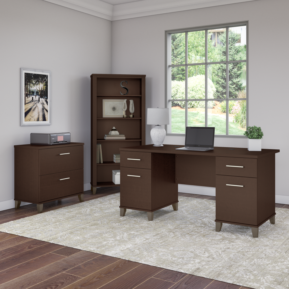 Shop Bush Furniture Somerset Tall 5 Shelf Bookcase, Image 03, WC81865, #color_mocha cherry