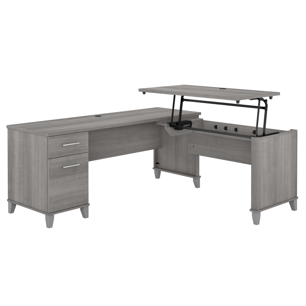 Shop Bush Furniture Somerset 72W 3 Position Sit to Stand L Shaped Desk, Image 01, SET014PG, #color_platinum gray