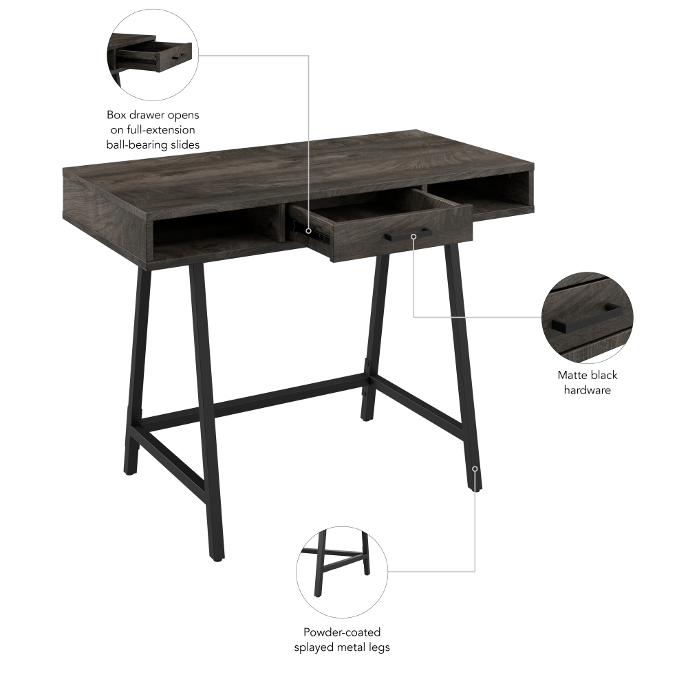 Shop Bush Furniture Steele 40W Writing Desk, Image 07, SED140GH-03, #color_dark gray hickory