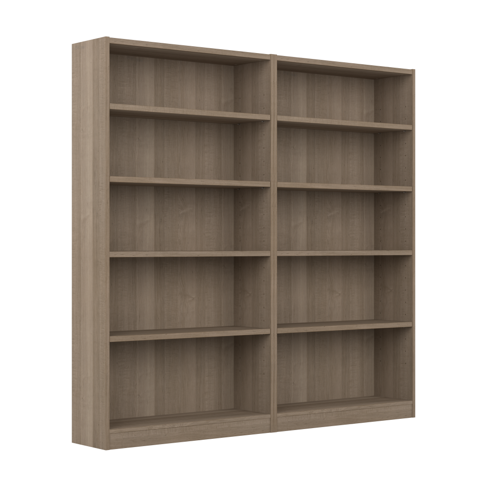 Shop Bush Furniture Universal Tall 5 Shelf Bookcase - Set of 2, Image 01, UB003AG, #color_ash gray