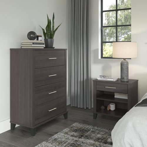 Shop Bush Furniture Somerset Chest of Drawers and Nightstand Set, Image 02, SET034SG, #color_storm gray