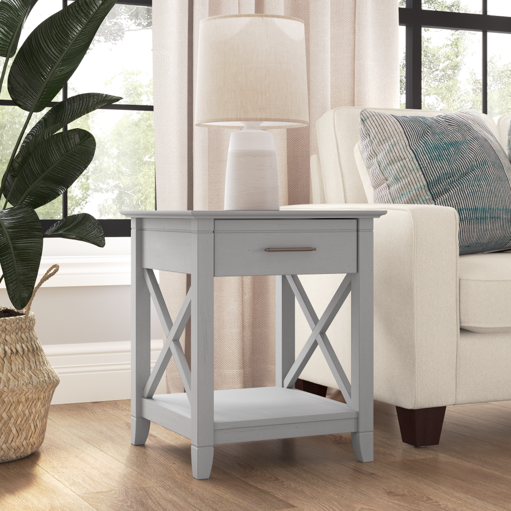 Shop Bush Furniture Key West End Table with Storage, Image 02, KWT120CG-03, #color_cape cod gray