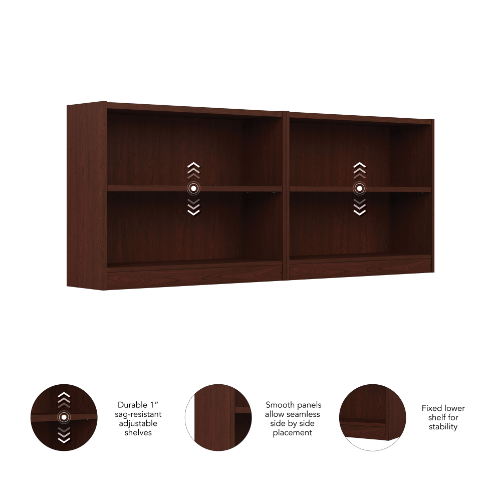 Shop Bush Furniture Universal Small 2 Shelf Bookcase - Set of 2, Image 05, UB001VC, #color_vogue cherry