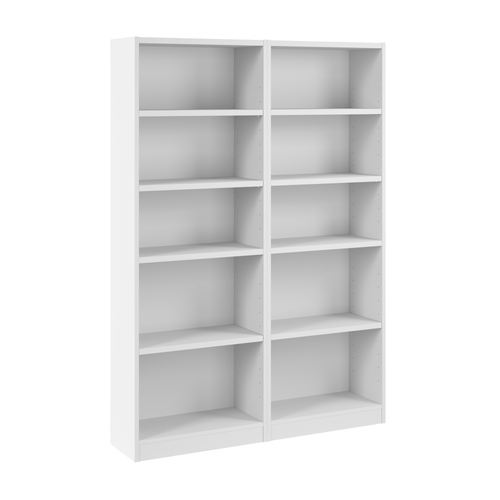 Shop Bush Furniture Universal 25W Tall 5 Shelf Bookcase - Set of 2, Image 01, UB006WH, #color_white
