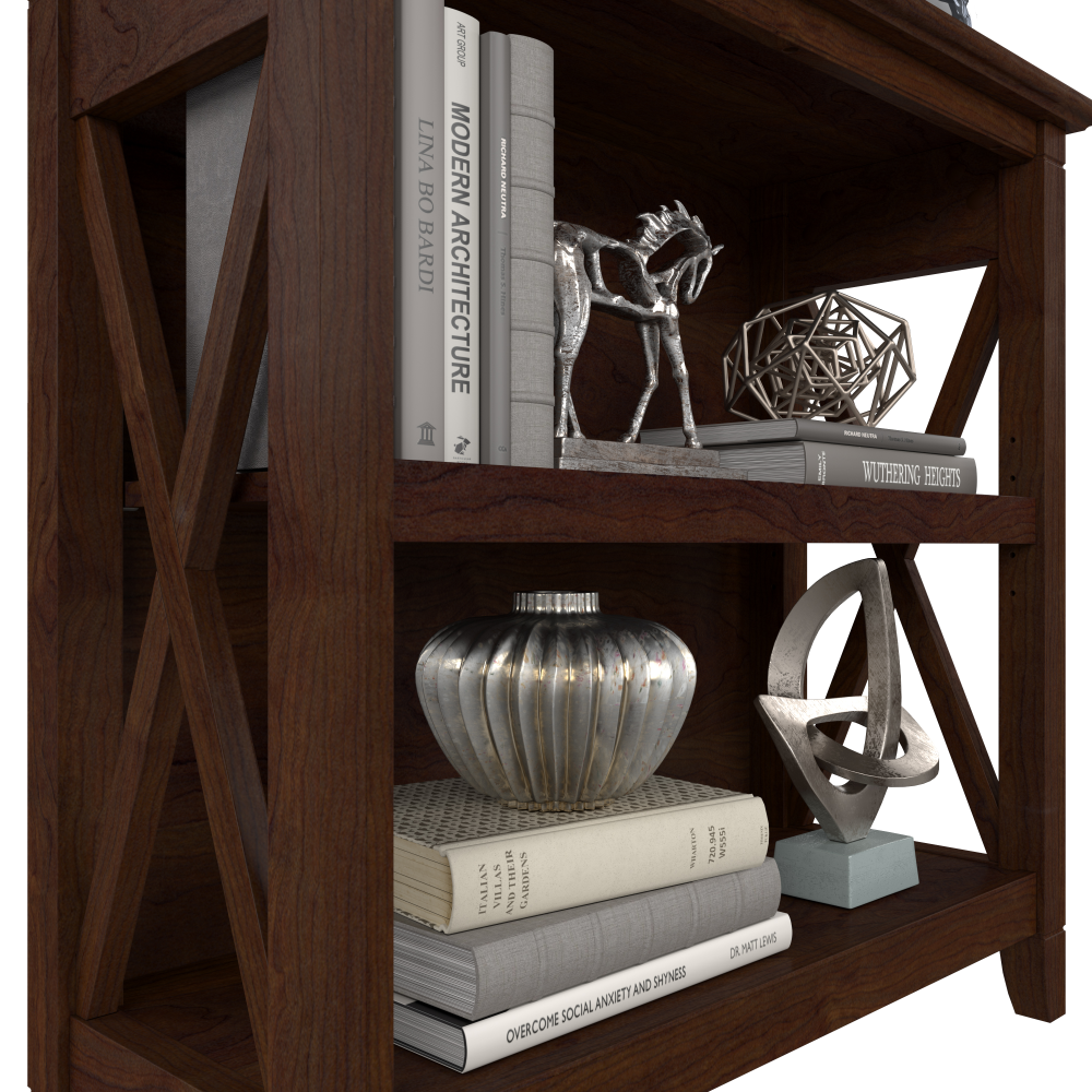 Shop Bush Furniture Key West Small 2 Shelf Bookcase, Image 04, KWB124BC-03, #color_bing cherry