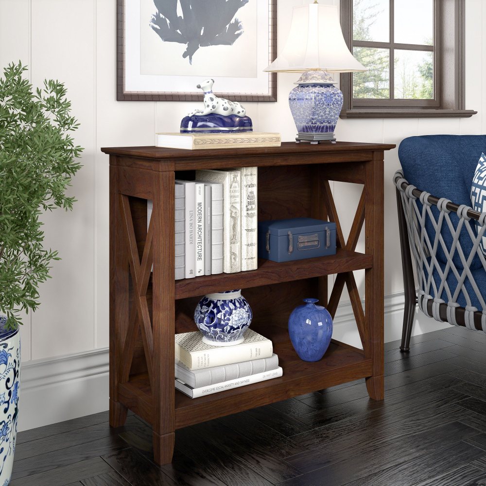 Shop Bush Furniture Key West Small 2 Shelf Bookcase, Image 02, KWB124BC-03, #color_bing cherry