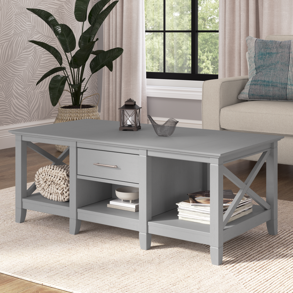 Shop Bush Furniture Key West Coffee Table with Storage, Image 02, KWT148CG-03, #color_cape cod gray