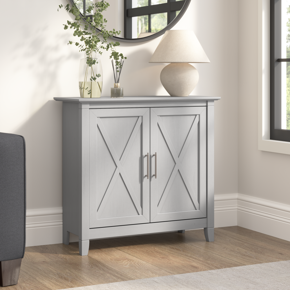 Shop Bush Furniture Key West Small Storage Cabinet with Doors and Shelves, Image 02, KWS232CG-03, #color_cape cod gray