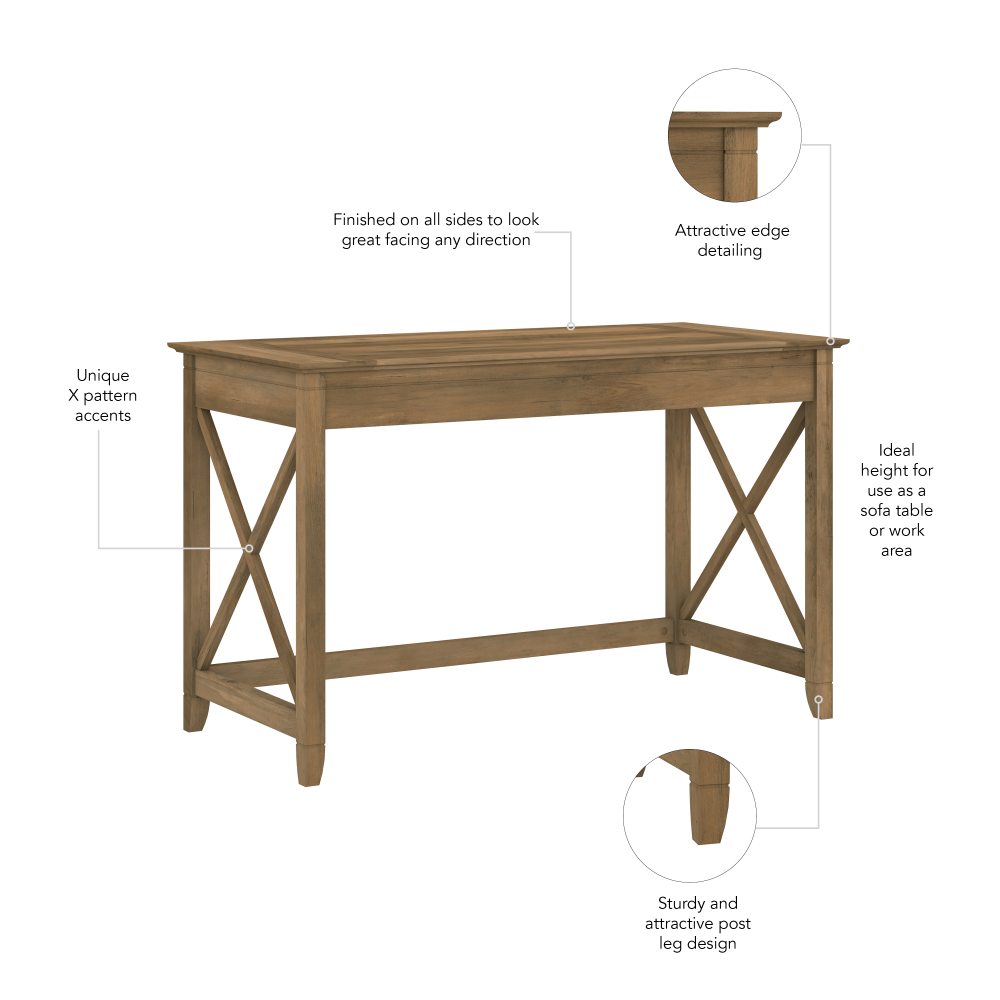 Shop Bush Furniture Key West 48W Writing Desk, Image 06, KWD148RCP-03, #color_reclaimed pine
