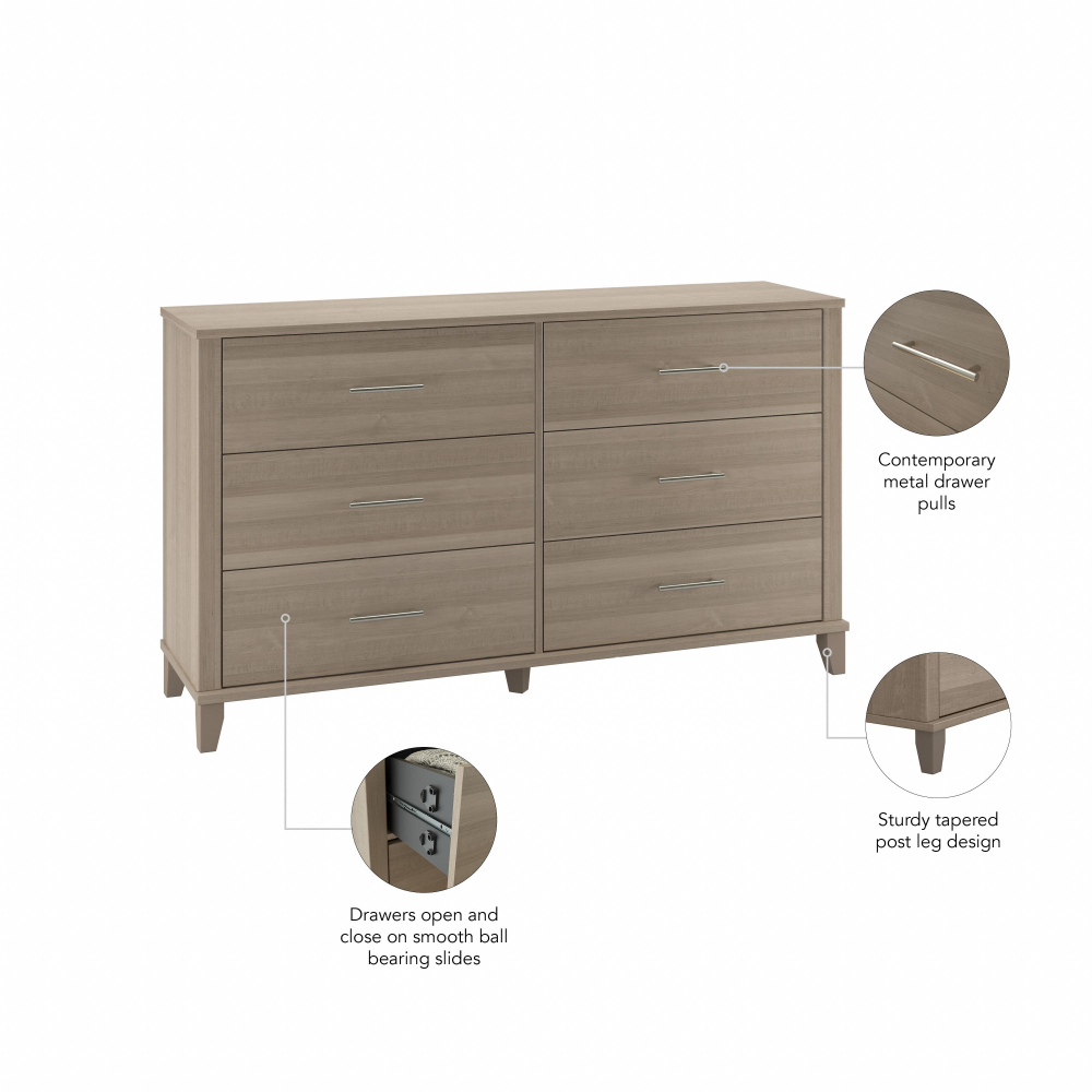 Shop Bush Furniture Somerset 6 Drawer Dresser, Image 09, STS160AGK, #color_ash gray