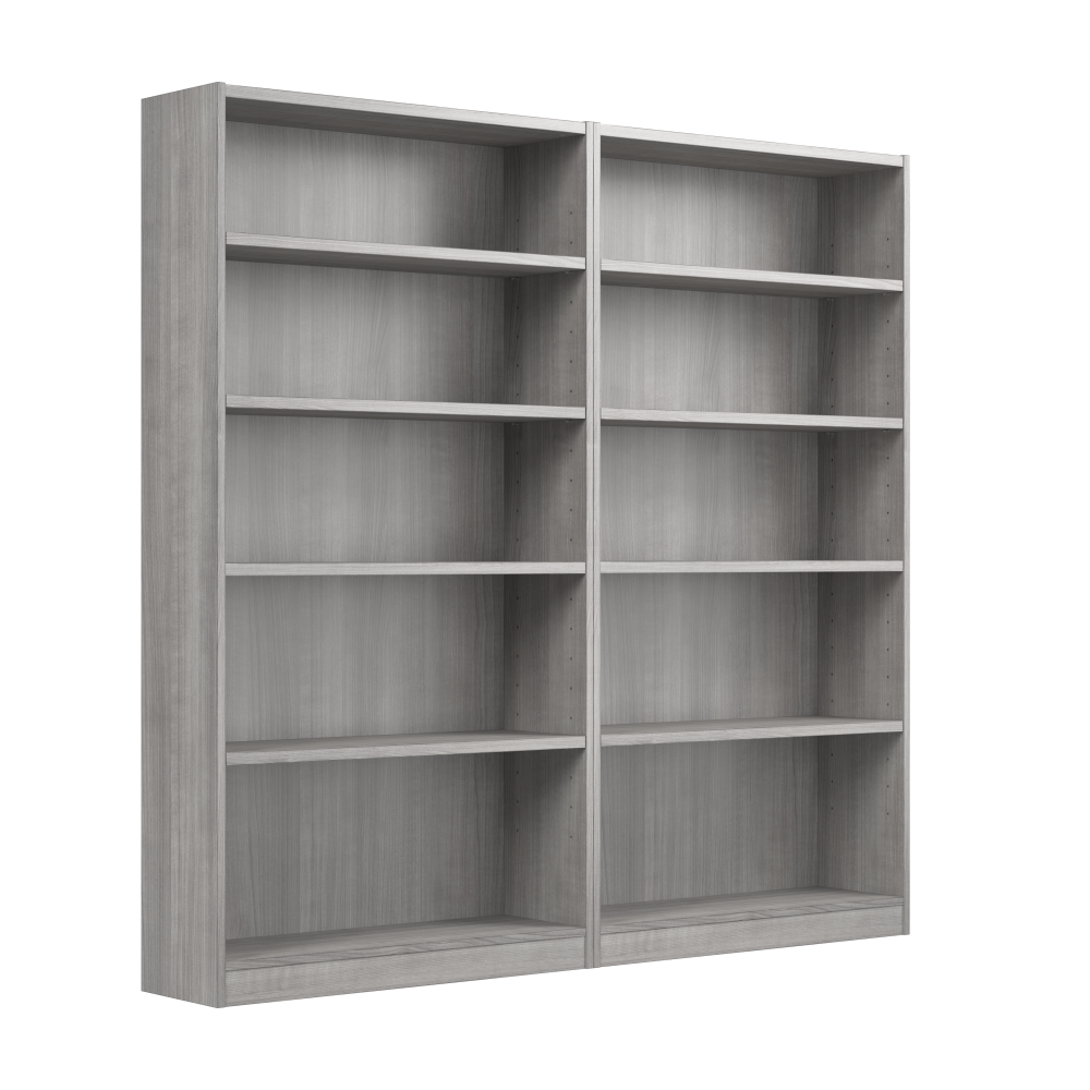 Shop Bush Furniture Universal Tall 5 Shelf Bookcase - Set of 2, Image 01, UB003PG, #color_platinum gray