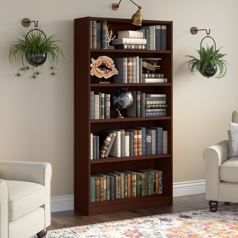 Shop Bush Furniture Universal Tall 5 Shelf Bookcase, Image 02, WL12439, #color_vogue cherry