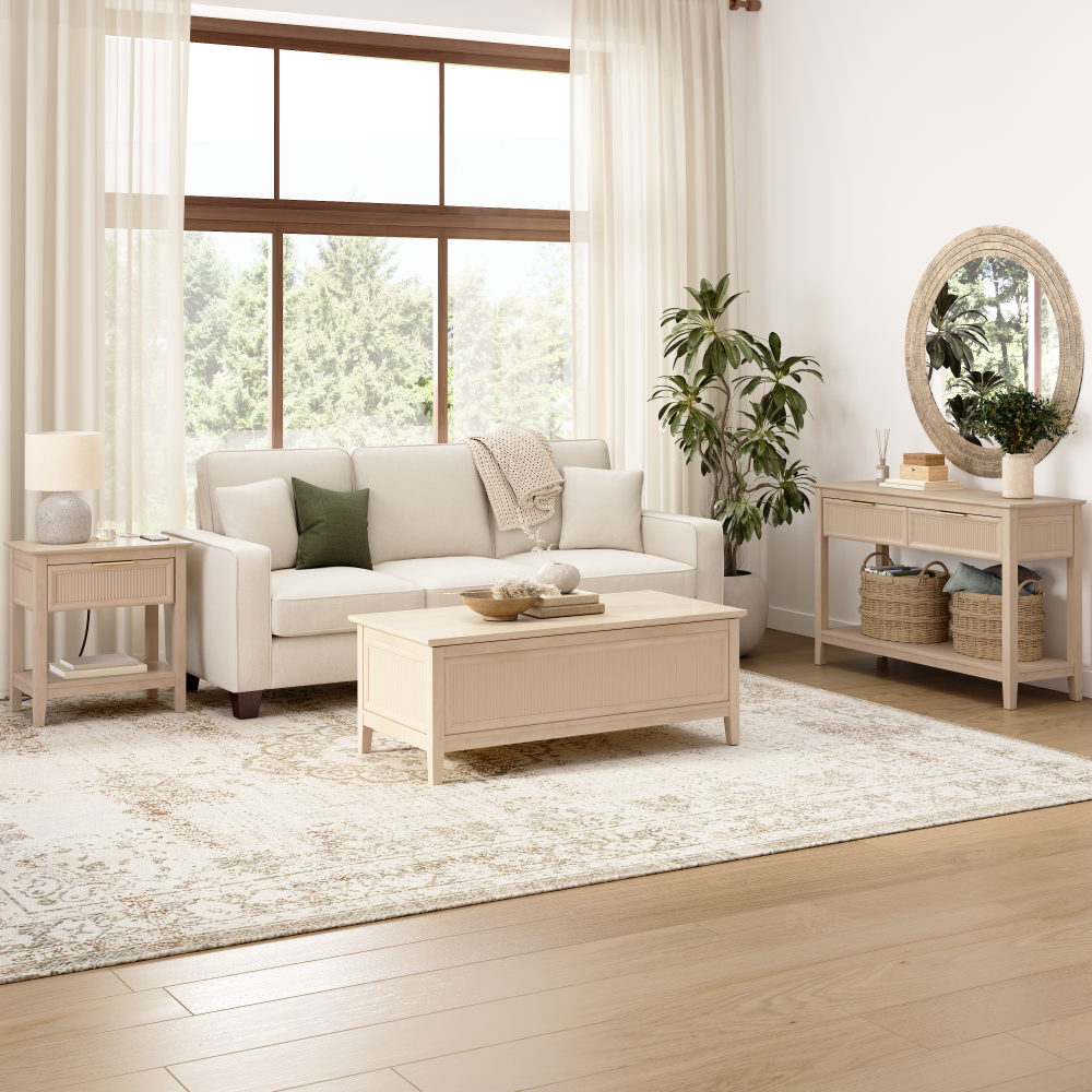 Shop Bush Home Camille 47W Fluted Lift Top Coffee Table with Storage, Image 03, CMT147NB-03, #color_natural birch