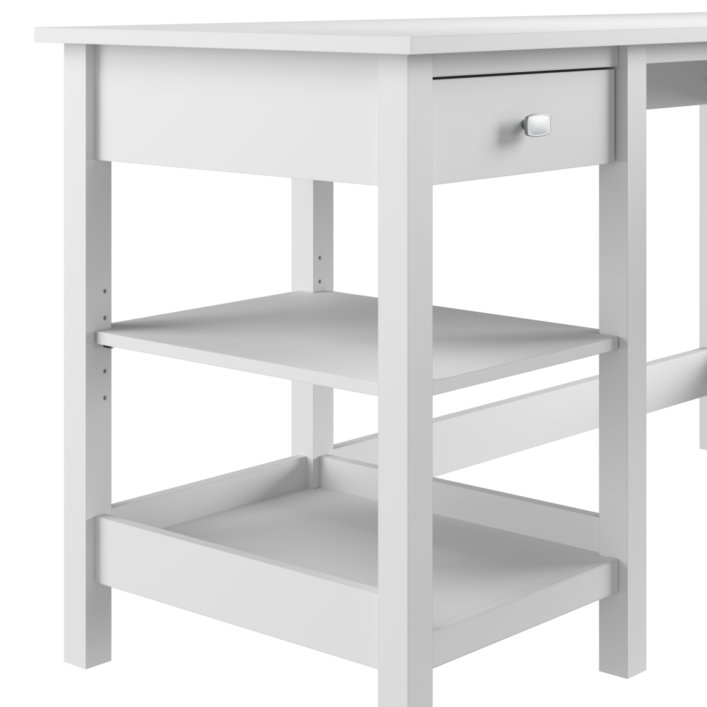 Shop Bush Furniture Broadview 54W Computer Desk with Shelves, Image 08, BDD154WH-03, #color_pure white