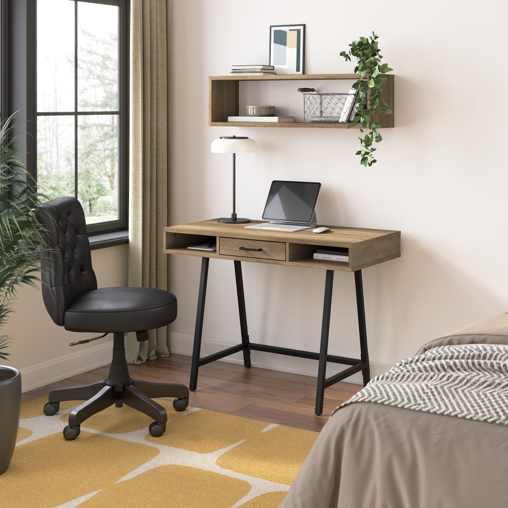 Shop Bush Furniture Steele 40W Writing Desk, Image 02, SED140RCP-03, #color_reclaimed pine