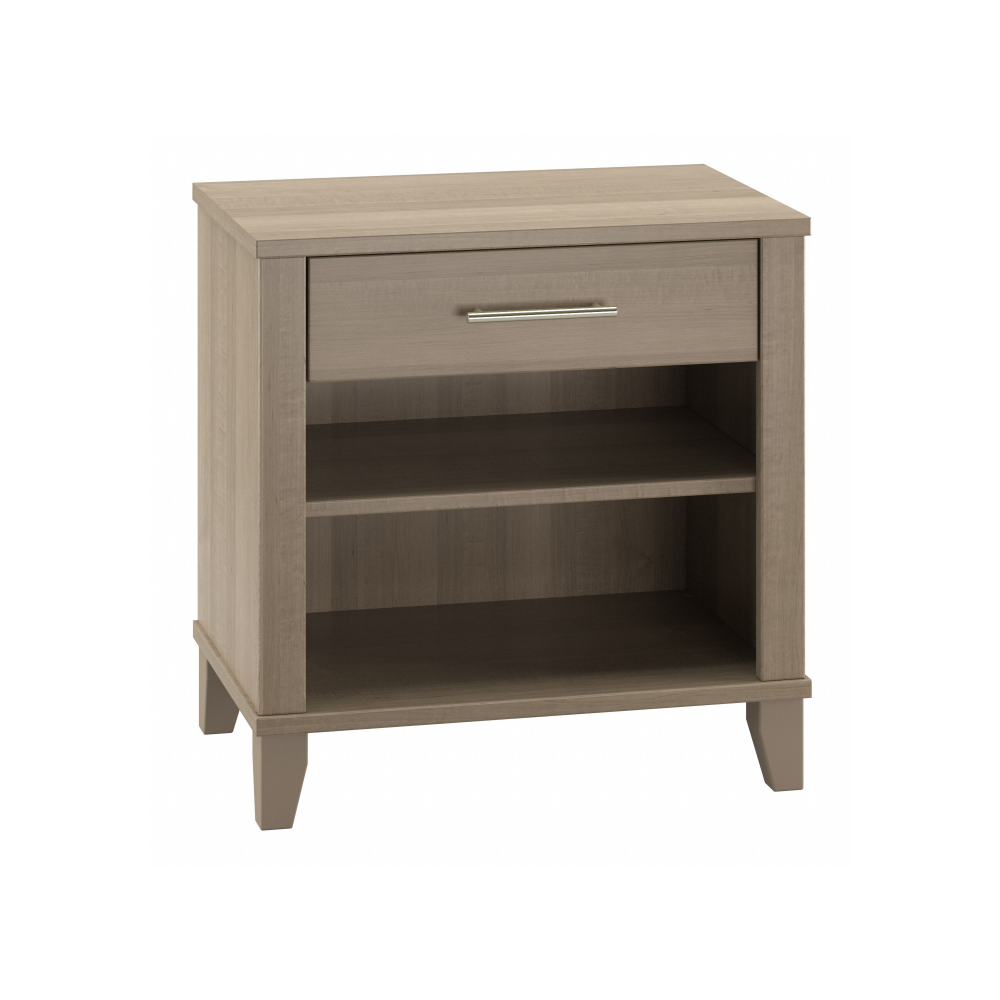 Shop Bush Furniture Somerset Nightstand with Drawer and Shelves, Image 01, STS119AG, #color_ash gray