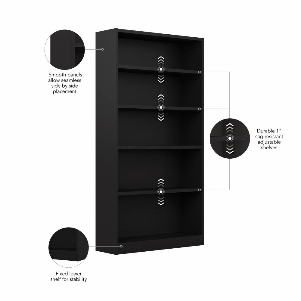 Shop Bush Furniture Universal Tall 5 Shelf Bookcase, Image 06, WL12436, #color_black