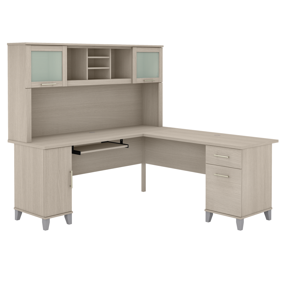 Shop Bush Furniture Somerset 72W L Shaped Desk with Hutch, Image 01, SET001SO, #color_sand oak