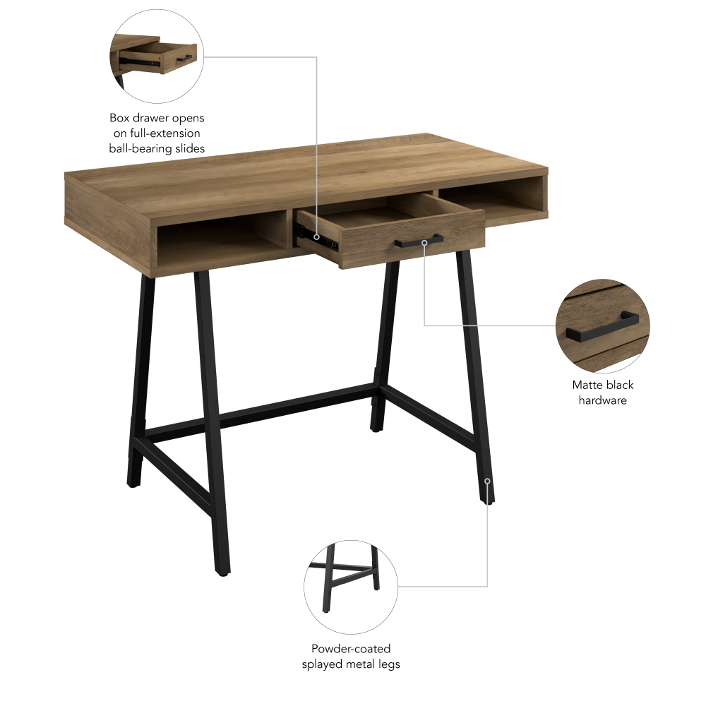 Shop Bush Furniture Steele 40W Writing Desk, Image 07, SED140RCP-03, #color_reclaimed pine