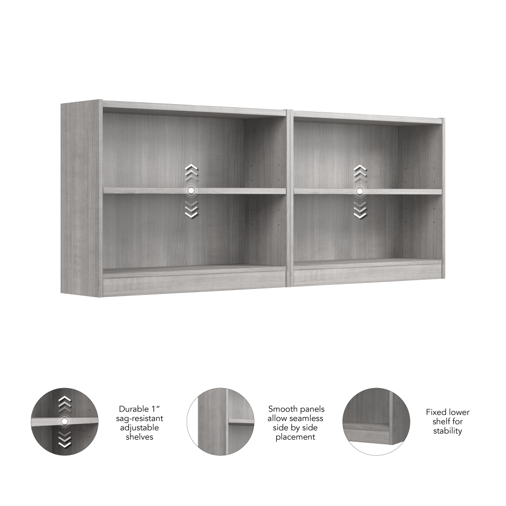 Shop Bush Furniture Universal Small 2 Shelf Bookcase - Set of 2, Image 05, UB001PG, #color_platinum gray
