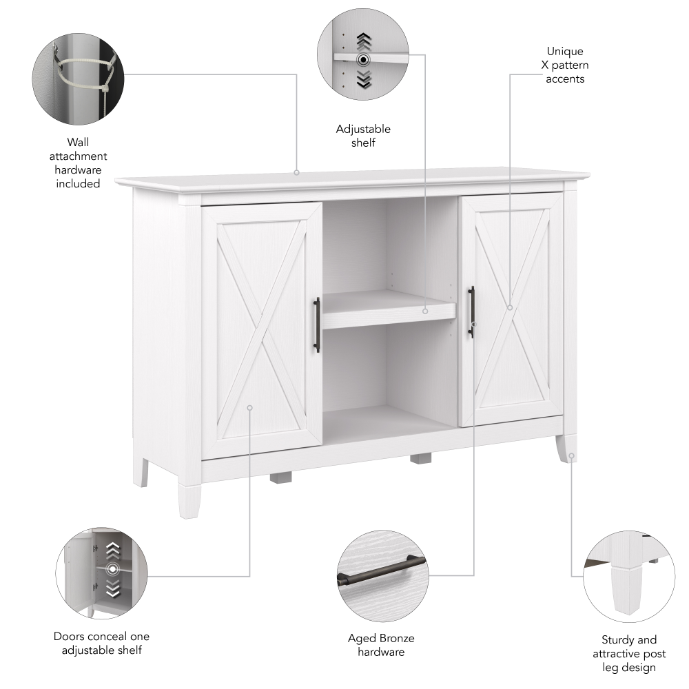 Shop Bush Furniture Key West Accent Cabinet with Doors, Image 07, KWS146WT-03, #color_pure white oak