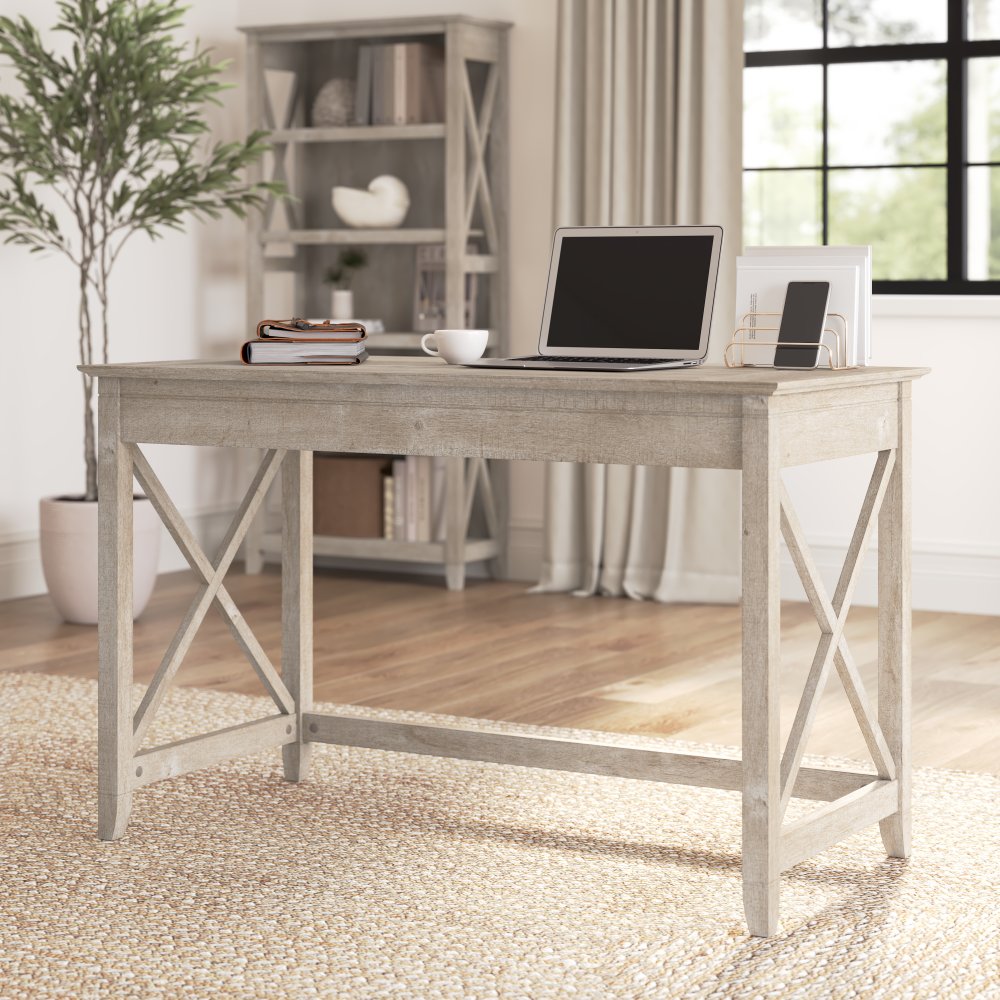 Shop Bush Furniture Key West 48W Writing Desk, Image 02, KWD148WG-03, #color_washed gray